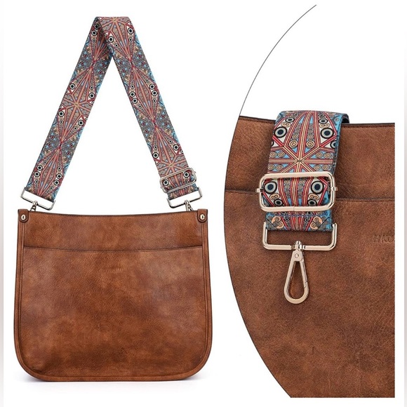 HKCLUF Crossbody Women’s Vegan Leather Hobo Bag 2‎ Adjustable Guitar Straps - Picture 4 of 16